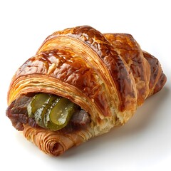 Wall Mural - Croissant made of layers of beef with pickles