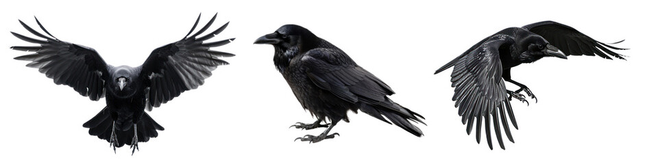 Poster - Raven bird png cut out element set