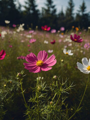 Wall Mural - Cosmos flowers blooming in garden