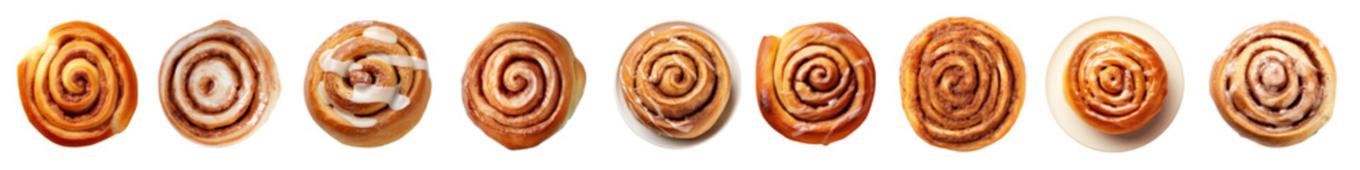 Wall Mural - Cinnamon roll top view png cut out element set