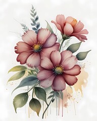 Wall Mural - watercolor isolated Ai flower bunch 