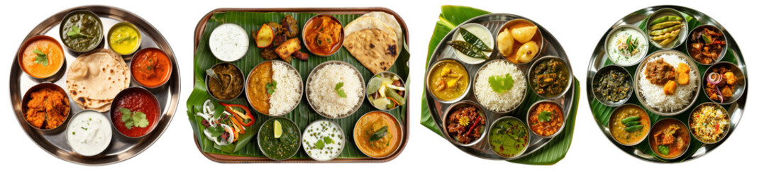 Wall Mural - Traditional Indian food png cut out element set