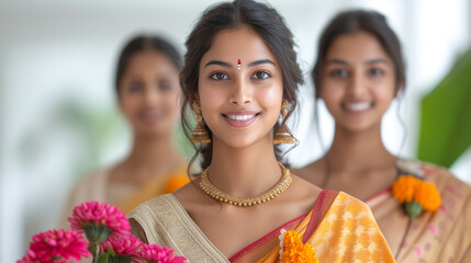 Wall Mural - Smiling Indian women in saree