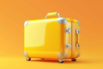 Poster - A solitary yellow suitcase sits atop a bright yellow floor, perfect for adding a pop of color to any scene