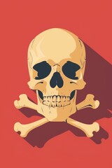 Aufkleber - A skull with crossbones symbol on a bright red background
