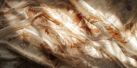 Poster - A close-up view of a bed with a sheet on it, suitable for use in still life photography or as a prop in interior scenes