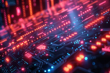 Poster - A binary background with dark blue and touches of neon highlights creating a technological and futuristic aesthetic