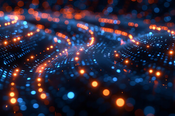 Poster - A binary background with dark blue and touches of neon highlights creating a technological and futuristic aesthetic