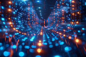 Poster - A binary background with dark blue and touches of neon highlights creating a technological and futuristic aesthetic