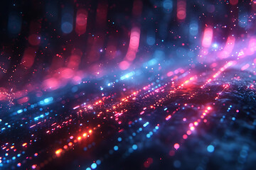 Poster - A binary background with dark blue and touches of neon highlights creating a technological and futuristic aesthetic