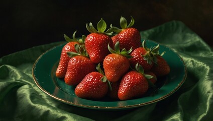 Wall Mural - strawberries on a plate