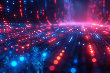 Poster - A binary background with dark blue and touches of neon highlights creating a technological and futuristic aesthetic
