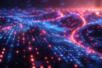 Poster - A binary background with dark blue and touches of neon highlights creating a technological and futuristic aesthetic