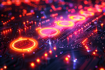 Poster - A binary background with dark blue and touches of neon highlights creating a technological and futuristic aesthetic