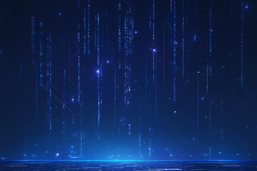 Poster - A binary background with dark blue and touches of neon highlights creating a technological and futuristic aesthetic