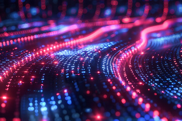Poster - A binary background with dark blue and touches of neon highlights creating a technological and futuristic aesthetic