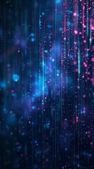 Aufkleber - Blue digital light particles and lines creating a sci-fi atmosphere. Futuristic technology and data transmission concept.