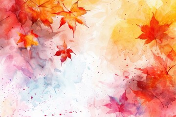 Poster - A bundle of colorful leaves in a whimsical watercolor style, perfect for illustrations and designs