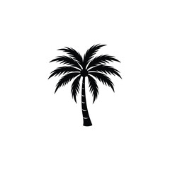 Wall Mural - palm tree silhouette palm, tree, beach, tropical, vector, summer, nature, illustration, silhouette, island, sun, sea, travel, landscape, coconut, sunset, ocean, palm tree, leaf, vacation, design, plan