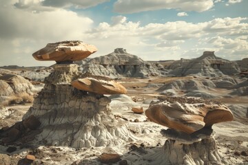 Poster - Desert landscape with a unique rock formation