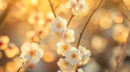 Wall Mural - Delicate plum blossoms in full bloom