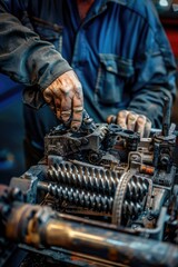 Poster - A person operates a machine with focus and attention