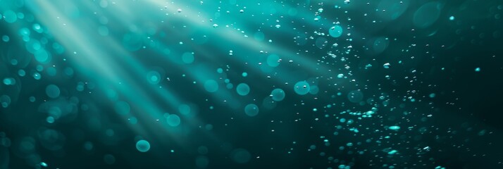 Poster - A soft, gradient background with diagonal teal lines and light rays, creating a blurred and dreamy effect. Small, round bokeh shapes and floating specks add texture and depth