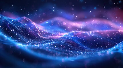 Canvas Print - A blue and purple wave with a lot of sparkles