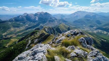 Aufkleber - Aerial view of a mountain range from a high altitude, suitable for use in travel or outdoor adventure concepts