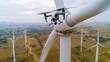 © UMAR SALAM - An autonomous drone inspecting wind turbines in a vast wind farm, ensuring efficient energy production.