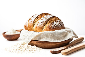 Canvas Print - Freshly Baked Bread with Flour