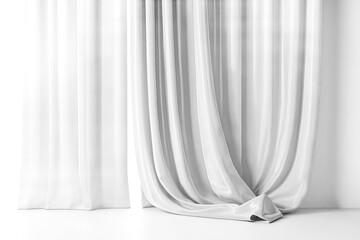 Canvas Print - White Drapes and Wall Background