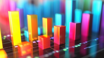 Aufkleber - A colorful 3D bar graph displayed on a computer screen, indicating revenue distribution.