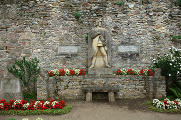 Poster - Old sculpture in Ruins of Carta Monastery - former Cistercian monastery in Transylvania in Romania