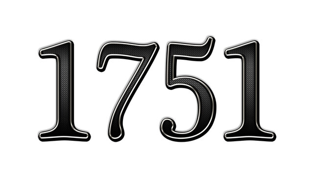 black metal 3d design of number 1751 on white background.