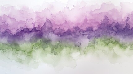 Wall Mural - Watercolor painting with fluid purple, green, and pink hues blending harmoniously