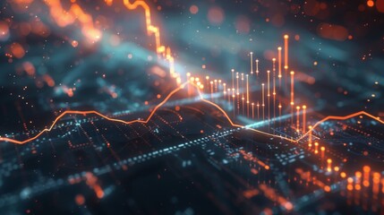Aufkleber - A detailed view of a stock graph showing market volatility and trend lines