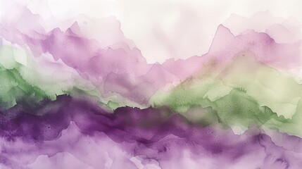 Wall Mural - Watercolor painting with fluid purple, green, and pink hues blending harmoniously