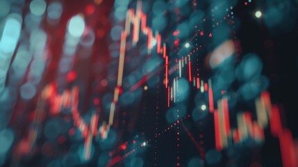 Aufkleber - A detailed view of a stock graph showing market volatility and trend lines