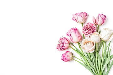 Sticker - Delicate Pink and White Flowers on White Background