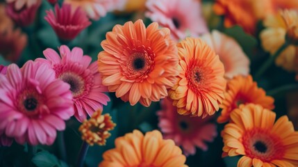 Sticker - Close-up shot of a bunch of orange and pink flowers