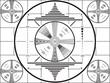 © photogrfx - 1950's era television test pattern for black and white TV's. Calibration test signal for early television sets. Over the air broadcast signal. Vector graphic isolated over a transparent background.