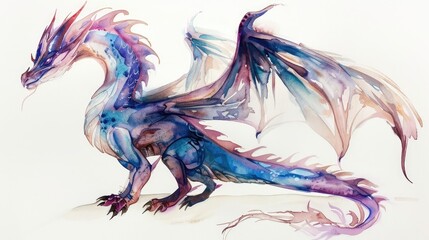 Naklejka na meble Watercolor, Dragon Design. Ai generation.