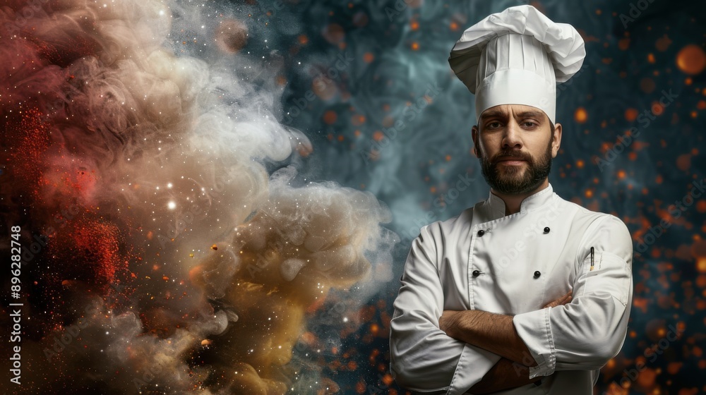 International Chef Day. Professional cook in uniform white clothes and ...
