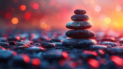 Wall Mural -   A stack of reddish-black boulders perched atop a mound of jagged, dark-colored stones against an indistinct backdrop