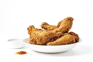 Poster - Crispy Fried Chicken Drumsticks in a White Bowl