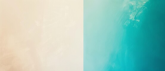 Poster - Two-tone background featuring a light beige color on the left and a gradient of turquoise on the right, separated by a vertical line