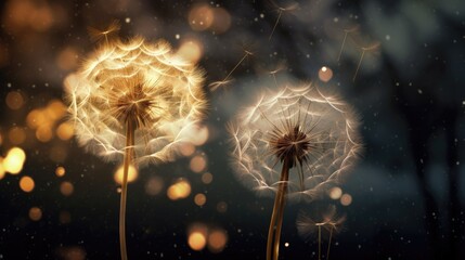 Poster - dandelion on black background