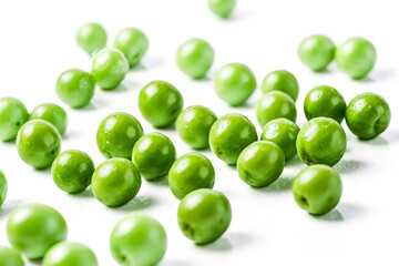 Green Peas on White Background