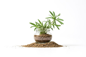 Sticker - Green Plant in a Glass Jar on Brown Soil